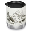 Tazza termica Klean Kanteen Camp Mug 12oz - 355 ml bianco/nero Matte White w/Mountain Graphic