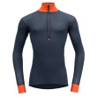 Maglietta funzionale da uomo Devold Wool Mesh Man Half Zip Neck nero/arancio Brick/Night