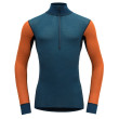 Maglietta funzionale da uomo Devold Wool Mesh Man Half Zip Neck blu/arancio Flame