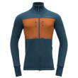 Felpa funzionale da uomo Devold Egga Grid Merino Jkt blu/arancio Flood/Flame