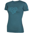 Maglietta da donna Zulu Merino 160 Short Heart blu Petrol