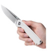 Coltello chiudubile Acta non verba Z200 BB, Stonewash/Plain Edge, G10 bianco white