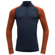 Maglione a collo alto da uomo Devold Duo Active Man Zip Neck arancione/blu Flame/Ink