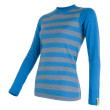 Maglietta sportiva da donna Sensor Merino Wool Active dl.r. blu BlueStripes