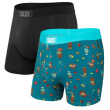 Boxer Saxx Ultra Boxer Brief Fly 2Pk nero/turchese CoconutDrinks/Black