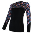 Maglietta sportiva da donna Sensor Merino Impress (long sleeve) nero/blu Blk/Floral