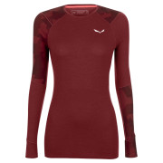 Maglietta da donna Salewa Cristallo Warm Amr W L/S Tee. rosso scuro 1570 - syrah