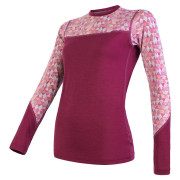 Maglietta sportiva da donna Sensor Merino Impress (long sleeve) viola lilla/pattern