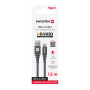 Cavo di ricarica e trasmissione Swissten Aramid Reinforced USB/USB-C 1,5 m