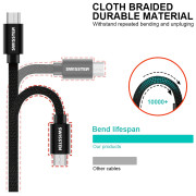 Cavo di ricarica e trasmissione Swissten Textile USB / Micro USB 1,2 m