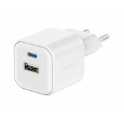 Caricatore Swissten TRAVEL CHARGER GaN 1x USB-C 20W PD AND 1x USB-A 18W QC bianco