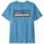 Maglietta da uomo Patagonia P-6 Logo T-Shirt azzurro Shore Blue