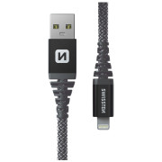 Cavo di ricarica e trasmissione Swissten Kevlar USB/Lightning 1,5 m grigio scuro Antracit