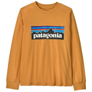 Maglietta da bambino Patagonia K's L/S P-6 Logo T-Shirt - Dried Mango arancione Dried Mango