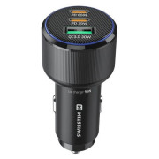 Adattatore Swissten Car Charger 2x USB-C PD + USB-A, 95 W + cabel USB-C / USB-C, 1 m