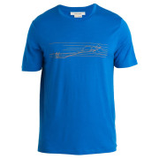 Maglietta da uomo Icebreaker M Tech Lite II SS Tee Ski Stripes blu Lazurite