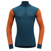 Maglietta funzionale da uomo Devold Wool Mesh Man Half Zip Neck blu/arancio Flame