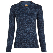 Maglietta sportiva da donna Icebreaker Women M 200 Oasis LS Crewe Moss BloomAOP blu/nero Midnvy/Dawn/Aop