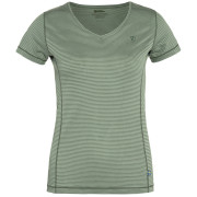 Maglietta sportiva da donna Fjällräven Abisko Cool T-Shirt W verde/bianco Patina_Green