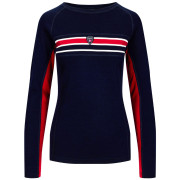 Maglietta sportiva da donna Dale of Norway Aksla Feminine Baselayer Crew neck blu scuro Navy Red OffWhite