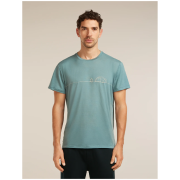 Maglietta funzionale da uomo Icebreaker Merino Blend Core SS Tee Single Line Camp azzurro BLUE ASH