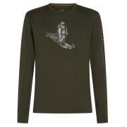 Maglietta funzionale da uomo Icebreaker Men Merino 200 Oasis LS Crewe SkiingYeti verde scuro Dk Loden