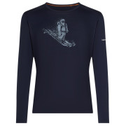 Maglietta funzionale da uomo Icebreaker Men Merino 200 Oasis LS Crewe SkiingYeti blu scuro Midnight Navy