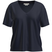 Maglietta sportiva da donna Icebreaker W Mer 150 Tech Lite SS Relax V Neck Tee blu scuro Midnight Navy
