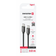 Cavo di ricarica e trasmissione Swissten Textile USB-C / USB-C 3 m nero černá
