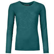 Maglietta da donna Ortovox 185 Merino Tangram Ls W verde pacific green