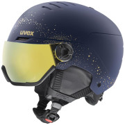 Casco da sci da donna Uvex Wanted Visor WE blu scuro polar sparkles-gold matt