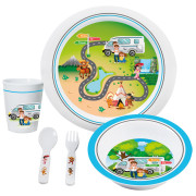 Set di piatti per bambini Brunner Time to travel 3+ bianco