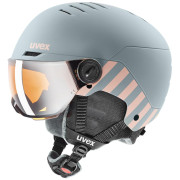 Casco da sci per bambini Uvex Rocket Jr. Visor grigio/rosa blush mat