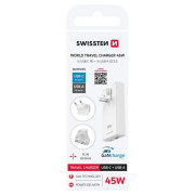 Adattatore Swissten World Travel Charger 45W GaN USB-C + USB-A
