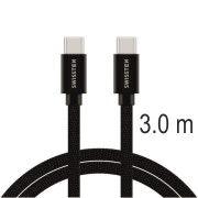 Cavo di ricarica e trasmissione Swissten Textile USB-C / USB-C 3 m
