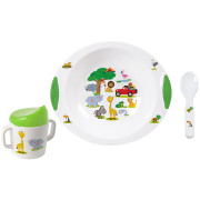 Set di piatti per bambini Brunner Jungle Parade 6M+ bianco/verde