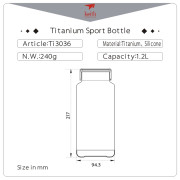 Borraccia Keith Titanium Titanium Sport Bottle 1,2 l