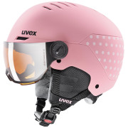 Casco da sci per bambini Uvex Rocket Jr. Visor rosa pink confetti mat