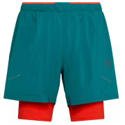Pantaloncini da uomo La Sportiva Trail Bite Short M blu/rosso Everglade/Cherry Tomato
