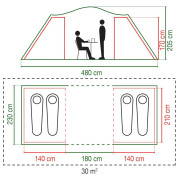 Tenda per 4 persone con 2 anticamere Coleman Spruce Falls 4
