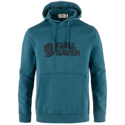 Felpa da uomo Fjällräven Fjällräven Logo Hoodie M blu/nero Deep Sea