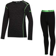 Set sportivo per bambini Zulu Merino 240 Long nero/verde Black/Green