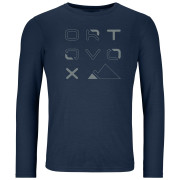 Maglietta da uomo Ortovox 185 Merino Brand Outline Ls M blu deep ocean