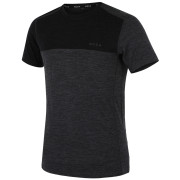 Maglietta da uomo MOOA MerinoSilk Block 160 short nero black melange