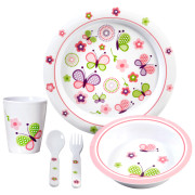 Set di piatti per bambini Brunner Butterfly 3+ bianco/rosa