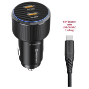 Adattatore Swissten Car Charger 2X USB-C PD, 50W + cabel USB-C / USB-C, 1 m
