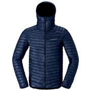 Piumino da uomo Norrona trollveggen down800 super light Hood blu scuro Indigo Night