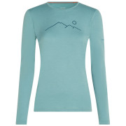 Maglietta sportiva da donna Icebreaker Women Merino 200 Oasis LS Crewe Rainer Ridge azzurro Hydro