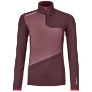 Felpa da donna Ortovox Fleece Light Zip Neck W rosso winetasting