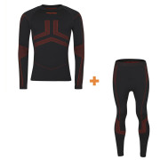 Intimo termico da uomo Progress Seamless Bamboo Set nero/arancio